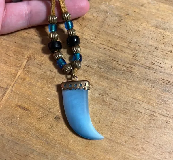 Gemstone Horn Necklace Blue - Image 5