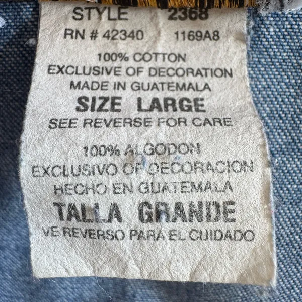 Vintage fall‎ Denim Shirt Large – Studded Leaf Embroidery 90s Style - Image 2