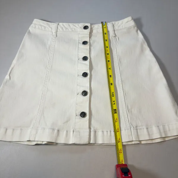 Cello Jeans Button Front Denim A-Line Mini Skirt Stretch S Preppy VTG Inspired - Image 6