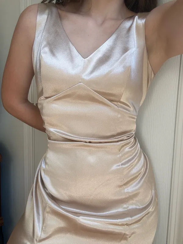 Birdy Grey Champagne Satin Dress - Image 4