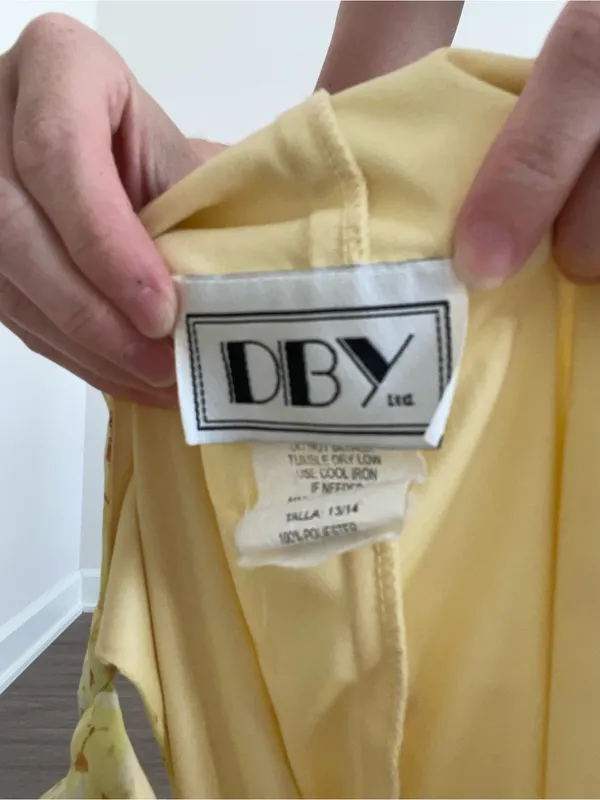 Vintage Yellow Floral Ruffle V-Neck Midi Dress - Image 6