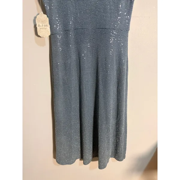 Altar'd State Bluebell Sequin Dress M Blue‎ NEW Faux Wrap Metallic Keyhole - Image 12