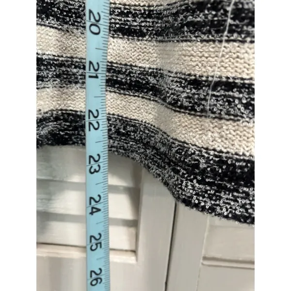 Billabong Striped Tie‎ Up Sweater Long Bell Sleeve Size L Black/Cream Knit Soft - Image 3