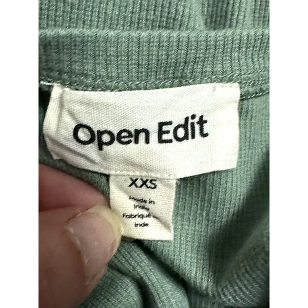 Open Edit Ribbed Bodycon Dress Sage Green Short Sleeve TShirt Dress XXS NWOT - Image 9