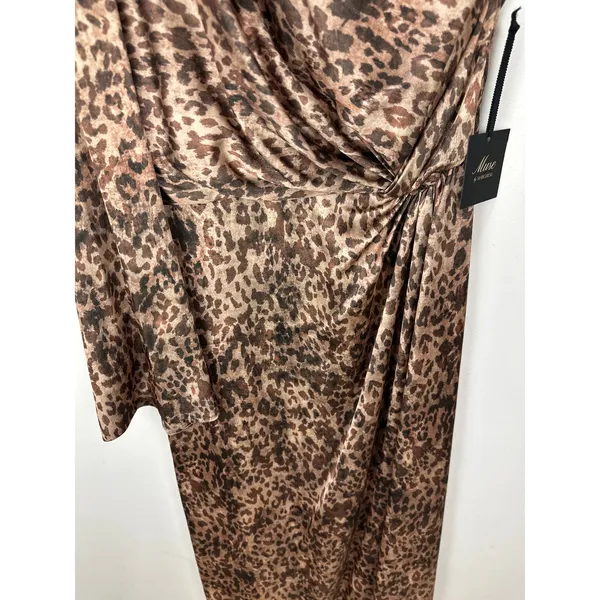 Muse by Marchesa Senna Leopard Satin One Shoulder Maxi Dress Formal US 8 NWT - Image 10