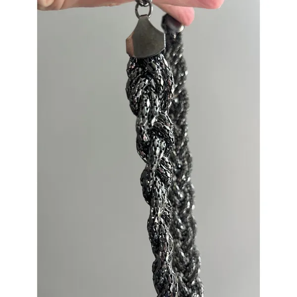 EXPRESS Vintage Y2K Braided Mesh Chain Necklace Statement Women's Cyberpunk Edgy Jewelry - Image 3