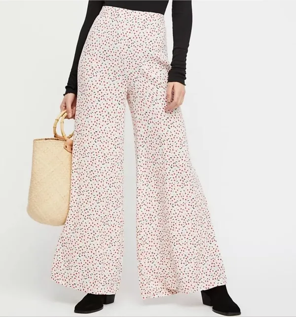 Free People Cherry Pants Easy Peasy Print Wide-Leg 8 - Image 2