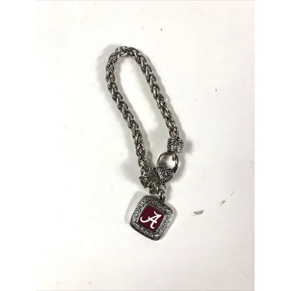 University of Alabama Silver Tone Bracelet 7.75" Long Heart Lock Closure - Image 7