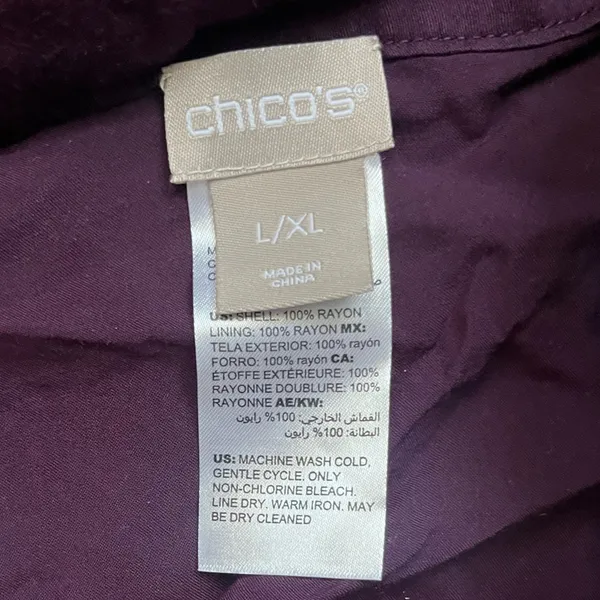 Chico’s Ruana Tunic Vest Mixed Paisley Plaid Print Purple Size L/XL - Image 2