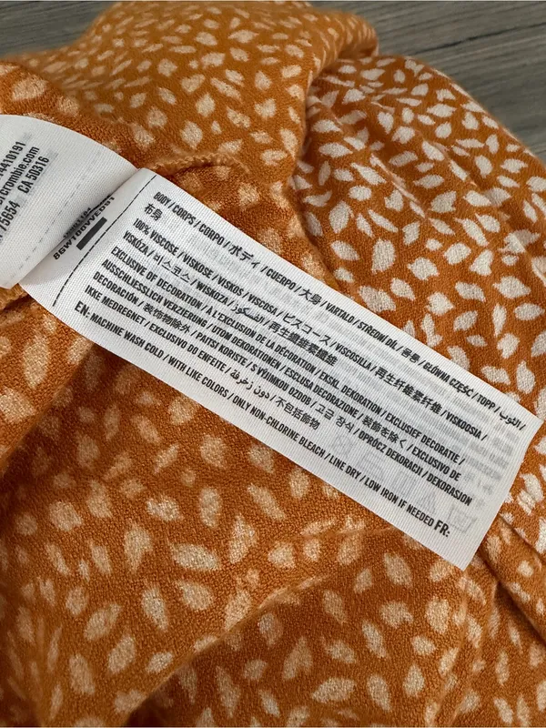 Abercrombie & Fitch Orange Patterned Ruched Top Midi Dress with Slit Small - Image 7