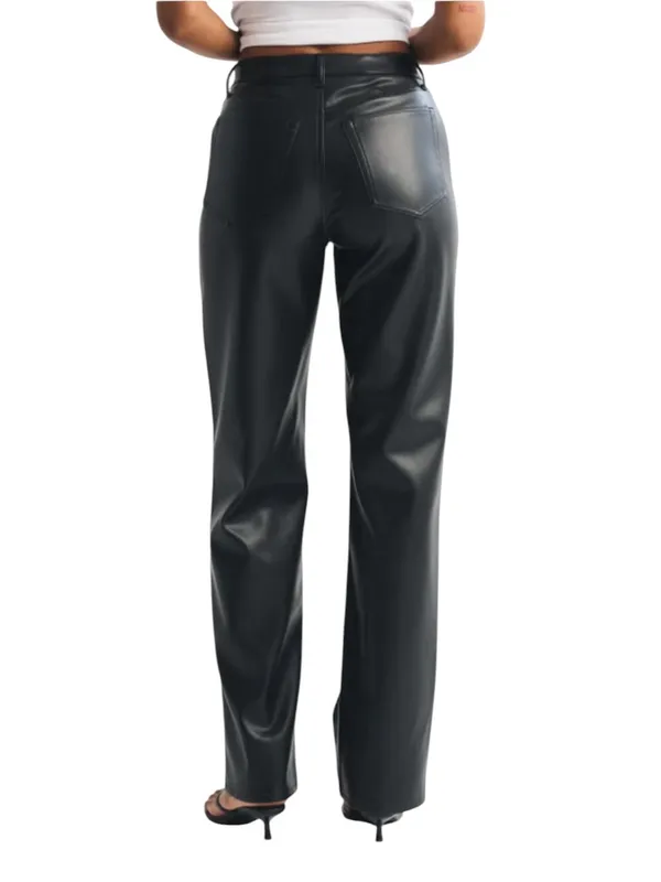 Abercrombie Curve Love High Rise 90s Relaxed Vegan Leather Pant Black Size 26 - Image 5