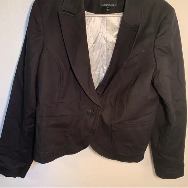 Cynthia Rowley Women's Size XL One Button Blazer Black‎ Lined Pockets Stretch - Image 4