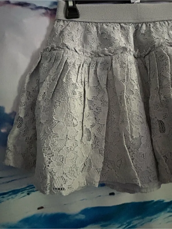 Aeropostale Womens Lace Tiered Mini Skirt Light Gray SM NWT - Image 6