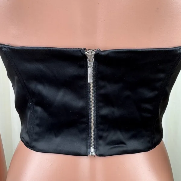 Women's White Fox Strapless Corset Bustier Longline Bra Top Sz Medium Black - Image 6