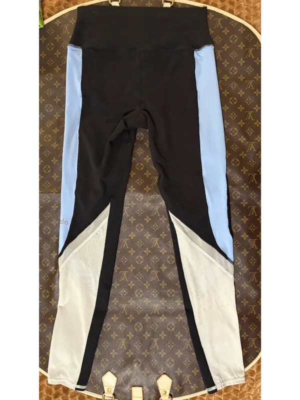 Alo Yoga Elevate Leggings Black/UV Blue High Rise 28" Activewear S - Image 6