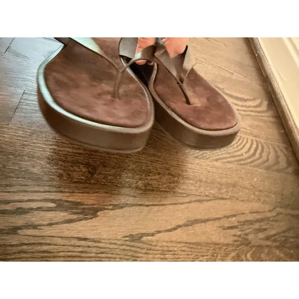 Reformation Eden Platform Flip Flop Espresso Brown Leather Suede Sz 9 NEW $228 - Image 9