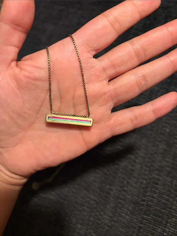 Retired Kendra Scott Jack Gunmetal Rainbow Crystal Bar Pendant Necklace - Image 3