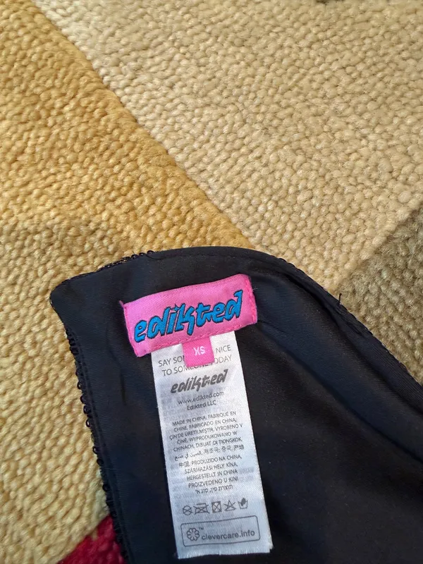 NWOT Ediked Estelle Open Back Sequin Top Black Tie Back Very Low Cut Size XS - Image 3