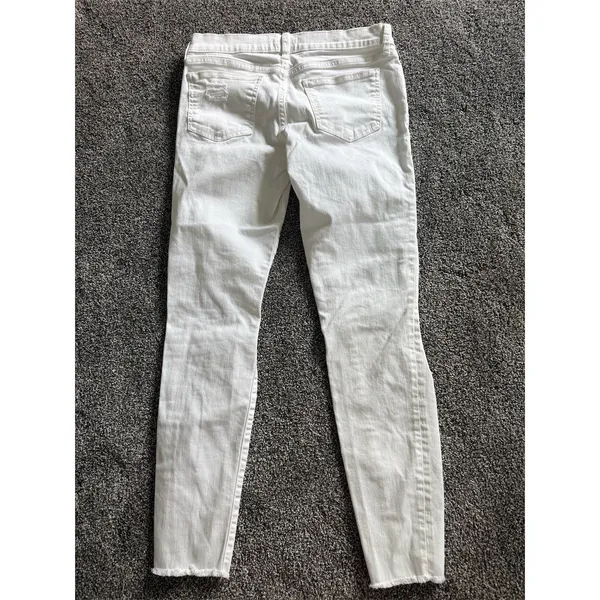 Stevie Hender Jeans Womens Size 9 White Skinny Slim Distressed Raw Hem - Image 5