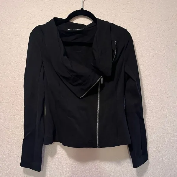 *30off3* Women's Black Asymmetrical‎ Zip Jacket Size M Casual - Image 2