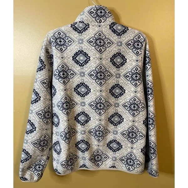 PacSun‎ Fleece Pullover Womens Small Blue Geometric Quarter Zip Excellent Print - Image 3