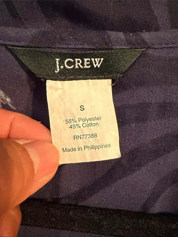 J. Crew Navy Swirl-Print empire waist Tie-Front Long Sleeve tunic cover up Small - Image 6