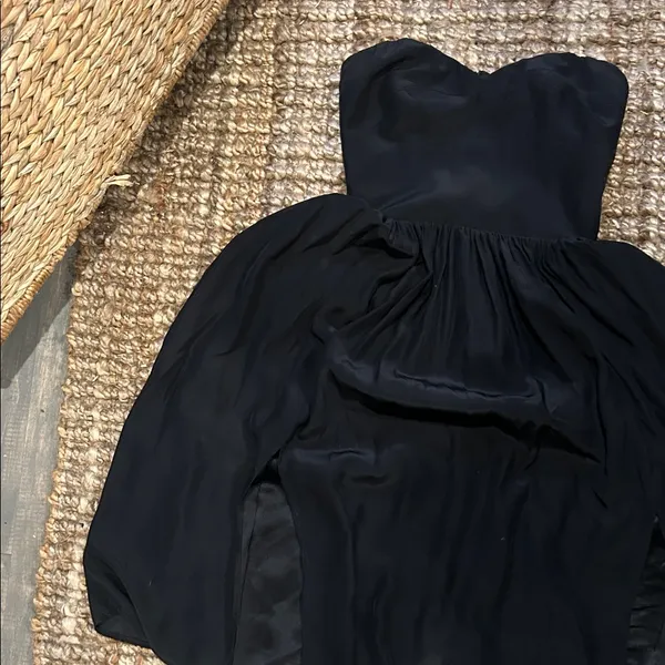 Amanda Uprichard 100% Silk Elegant Black Strapless Midi Dress Size Small - Image 3