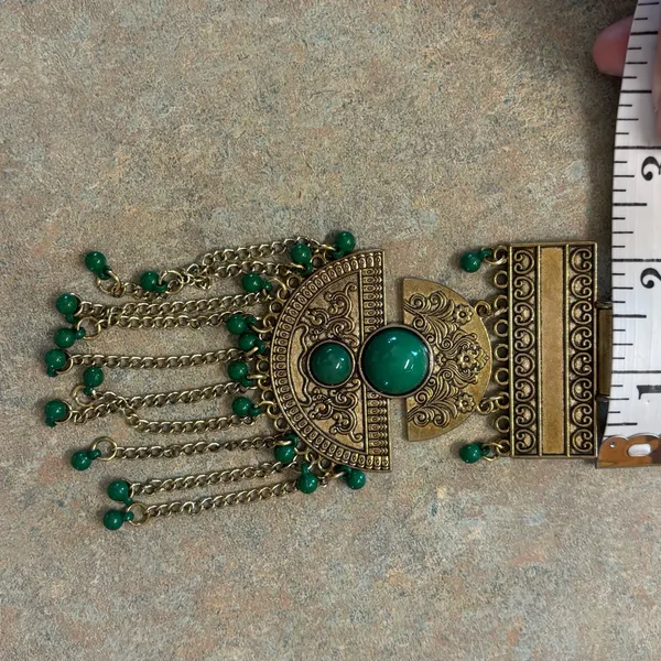 Like NEW Boho Oriental inspired jewelry piece faux jade festive necklace - Image 9