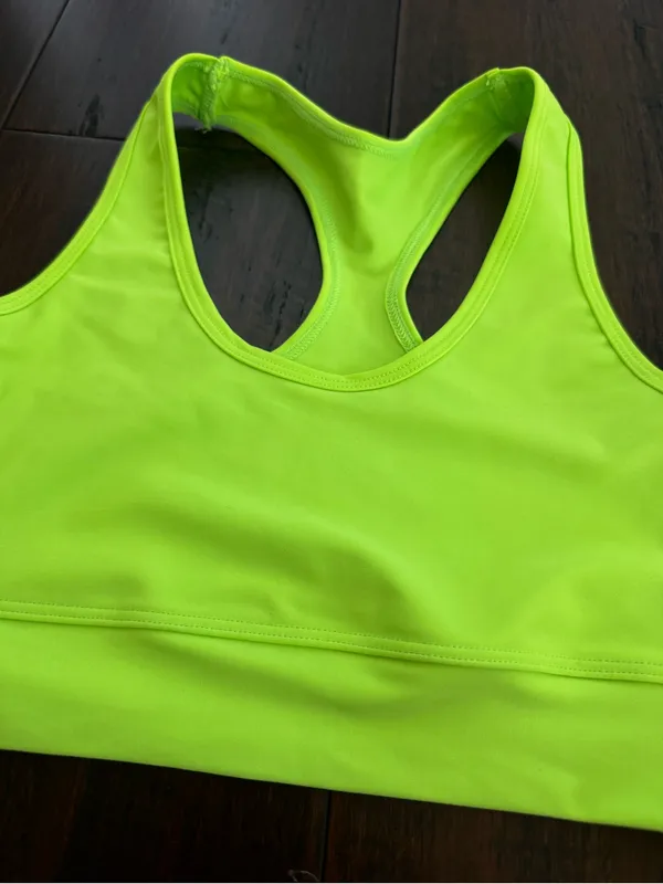 Neon Green Racerback Sports Bra - Image 2