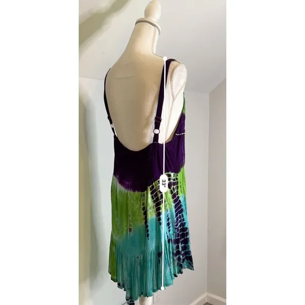 Women’s Tie Dye Spaghetti Strap Dress/top MEDIUM Green - Image 11