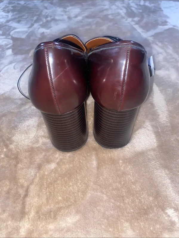 Lane Bryant Dark Brown Leather Penny Loafers with Block Heel - Image 4
