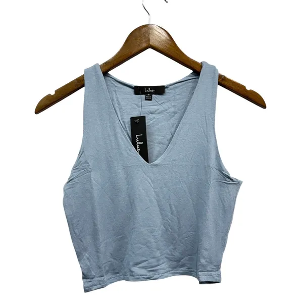 Lulus Feel Like Dancing Denim Blue Crop Top size Medium NWT - Image 5