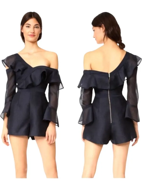 Keepsake Romper Women Medium NWT Navy Blue Bell‎ Sleeve Flashing Light Playsuit - Image 2