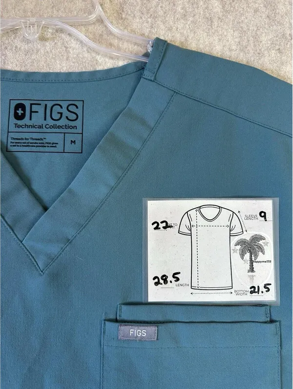 FIGS Technical Collection Teal Scrub Top FM1500 3-Pocket Mens Medium Fading - Image 4
