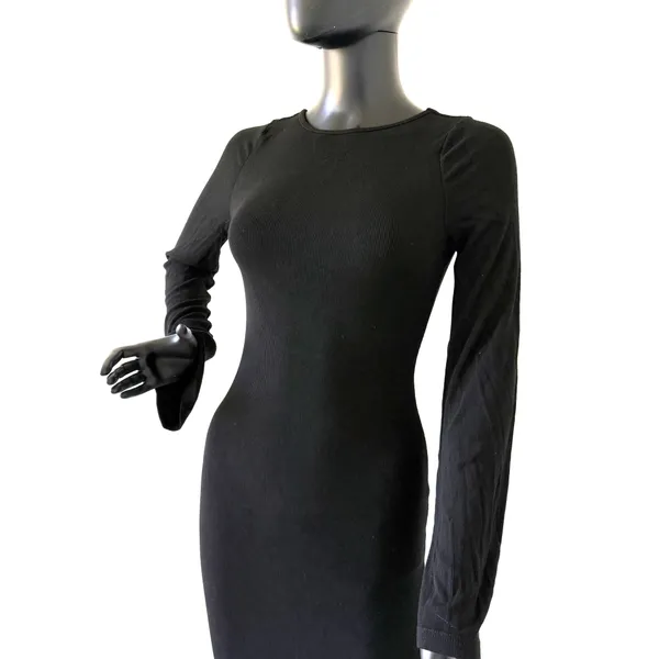 Backless Long Maxi Dress Open Back Ribbed Dress Long Flare Sleeve Slim Fit - Image 8
