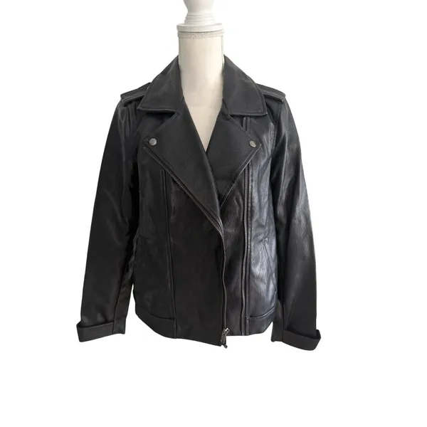 OLD NAVY Vegan Leather Black Jacket Size Medium - Image 4