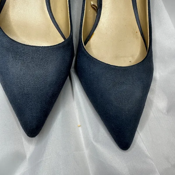 Zara Basic Gorgeous Blue Grey Suede Look Pumps with Silver-Tone Detail - Image 7