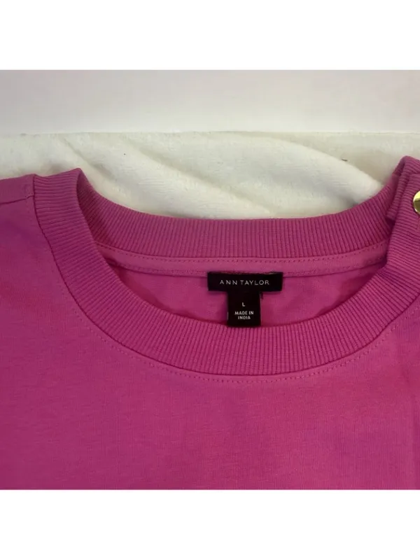 Ann Taylor Petite Shoulder Button Top Vibrant Pink Women's Large NWT - Image 6