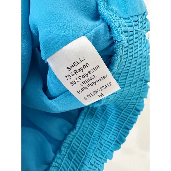 DO+BE Turquoise Halter Keyhole Blouson Top Smocked Hem Size Medium - Image 4