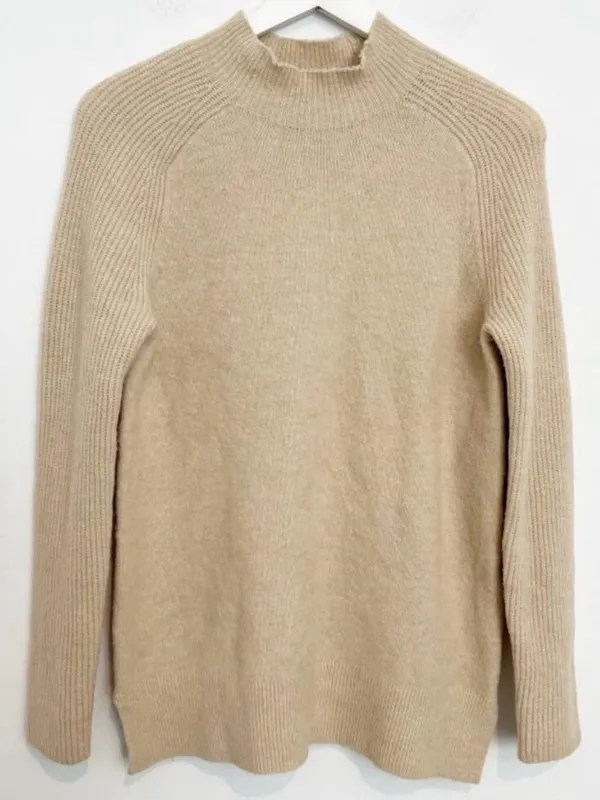 Banana Republic Sweater Size Small Merino Wool Rib Knit Mock Neck Corporate Chic - Image 2