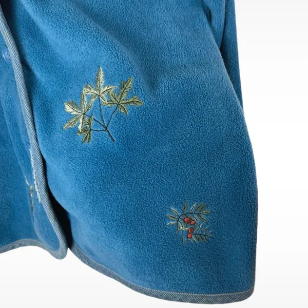 Vintage Cherokee Womens Size Large Embroidered Christmas Cottagecore Jacket Blue - Image 5