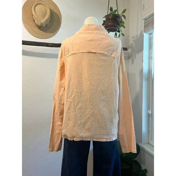 Free People Peach Cotton Restortation Long Sleeve Cotton Top Size Small - Image 5