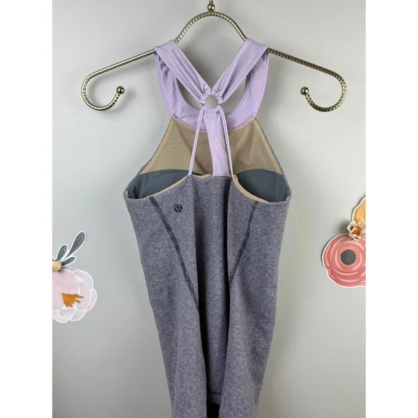 Lululemon Purple and Gray Running Motivate Halter Strappy Back Tank - Size - 4 - Image 4