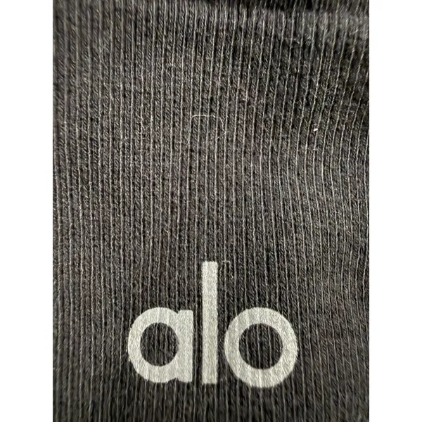 Alo Yoga Women Black Seamless Ribbed High Neck Racerback Sports Bra Top 402 - Image 4