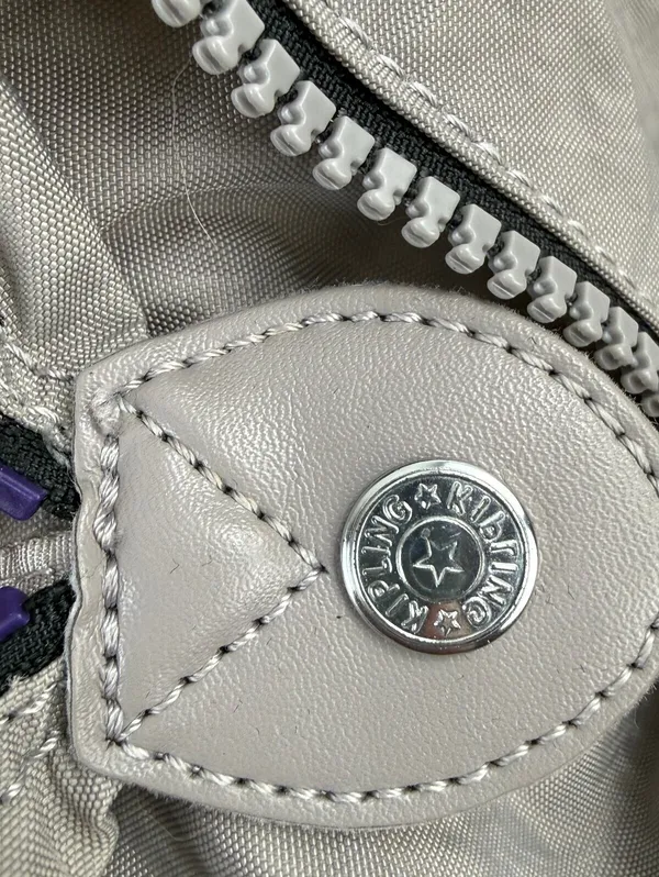 Kipling Gray and Purple Large Nylon Tote Bag - Image 3