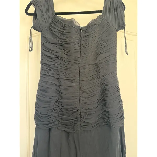 Tony Bowls‎ Evenings Black 100% Silk Ruched Formal Gown - Size 14 - Image 5