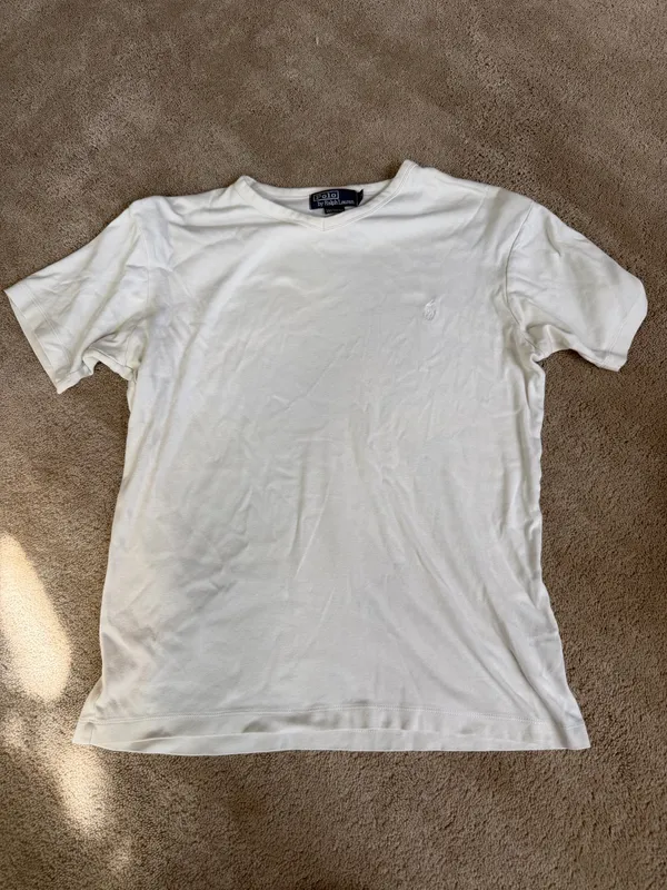 Polo Ralph Lauren White V-Neck T-Shirt Men’s Medium - Image 2