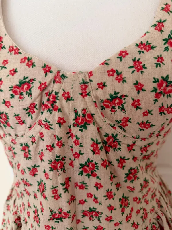 NWT Olivaceous Women’s Floral Print A-Line Dress Linen, Sz L - Image 5