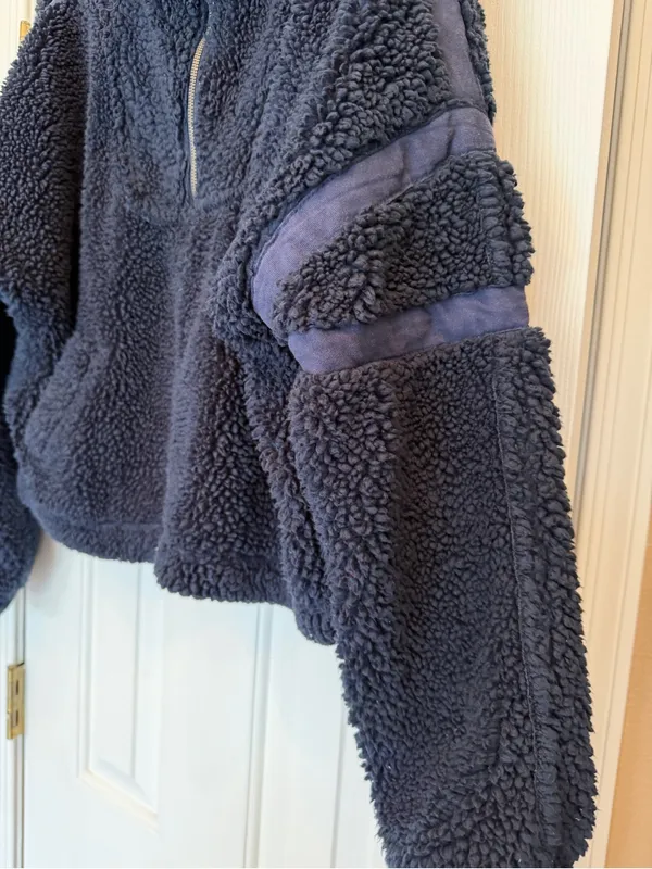 Free People Movement Fluffy Blue Small Women's Fleece Quarter Zip Oversized - Image 8