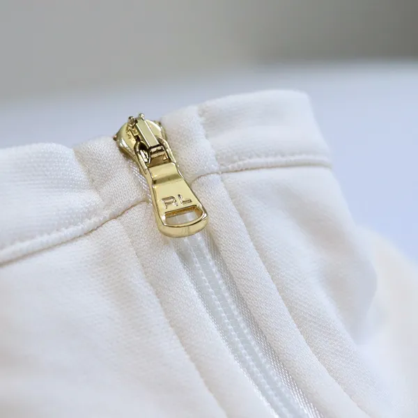 Ralph Lauren Golf Jacket Women M Ivory Full Zip Track Mock Neck Gold Trim Tennis - Image 6